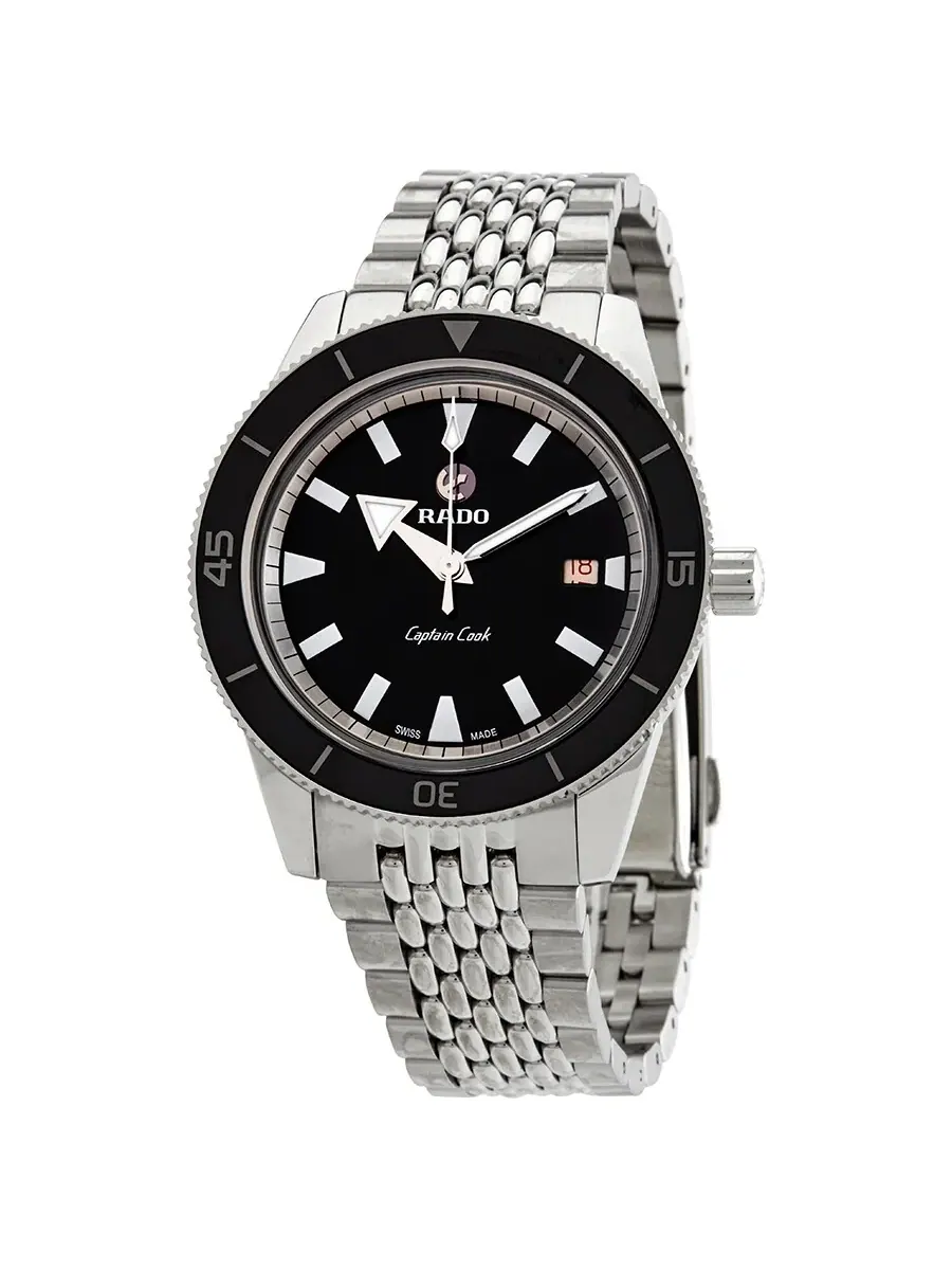 Мужские часы Rado Captain Cook Automatic с черным циферблатом R32505153 — серебристый