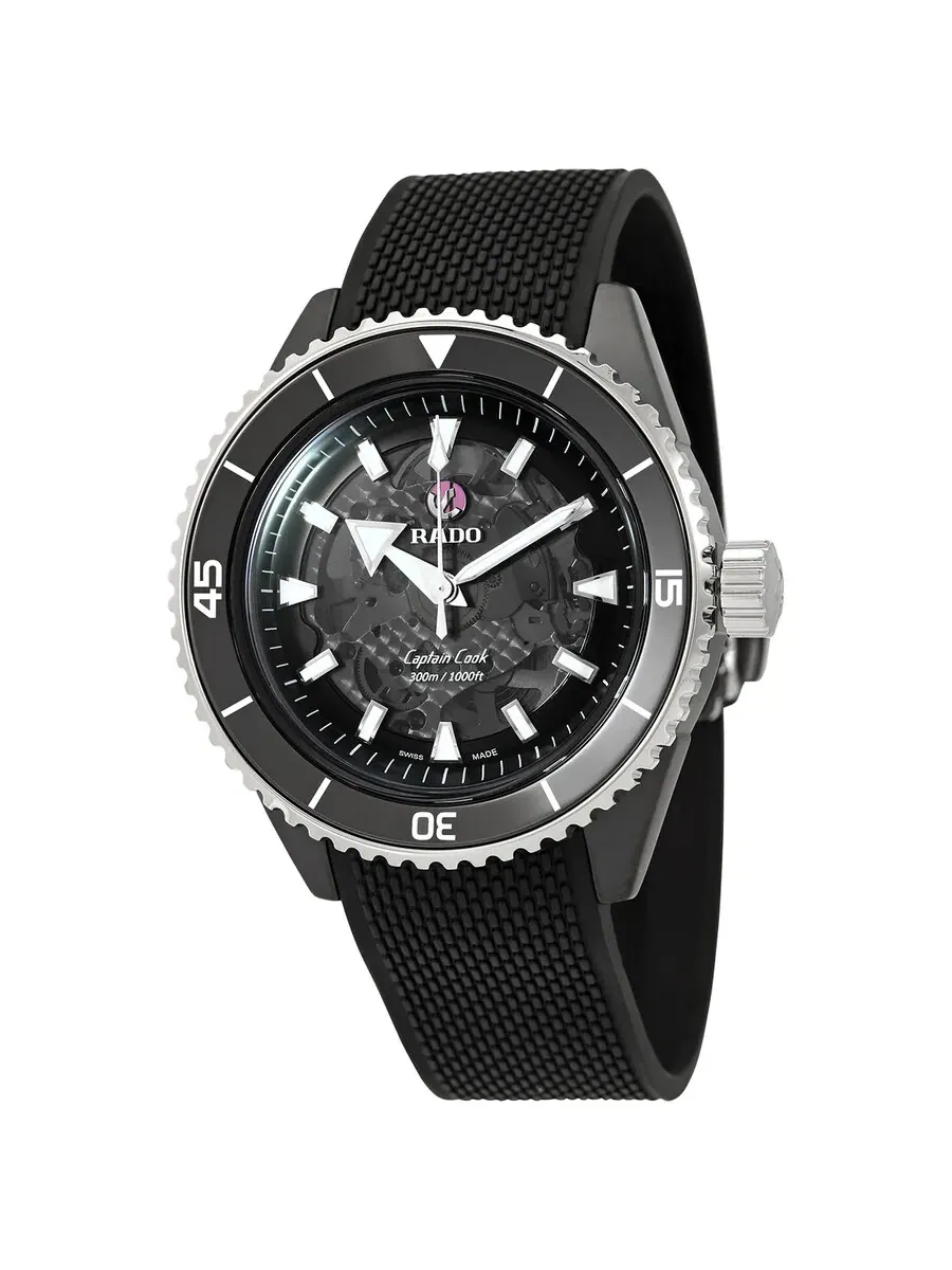 Мужские часы Rado Captain Cook Automatic с черным циферблатом R32127156 — серебристый