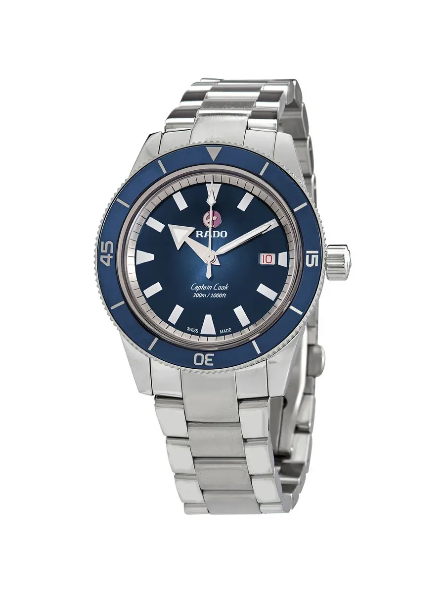Мужские часы Rado Captain Cook Automatic с синим циферблатом R32105203 — серебристый
