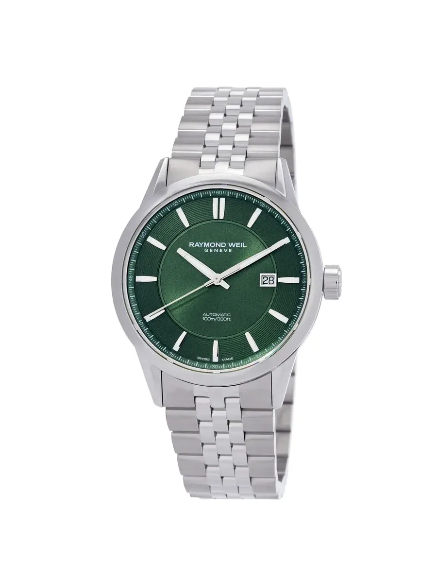 Мужские часы Raymond Weil Freelancer Automatic с зеленым циферблатом 2731-ST-52001 — серебристый