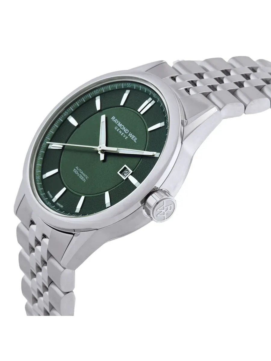 Мужские часы Raymond Weil Freelancer Automatic с зеленым циферблатом 2731-ST-52001 — изображение 2 из 3, оттенок серебряный