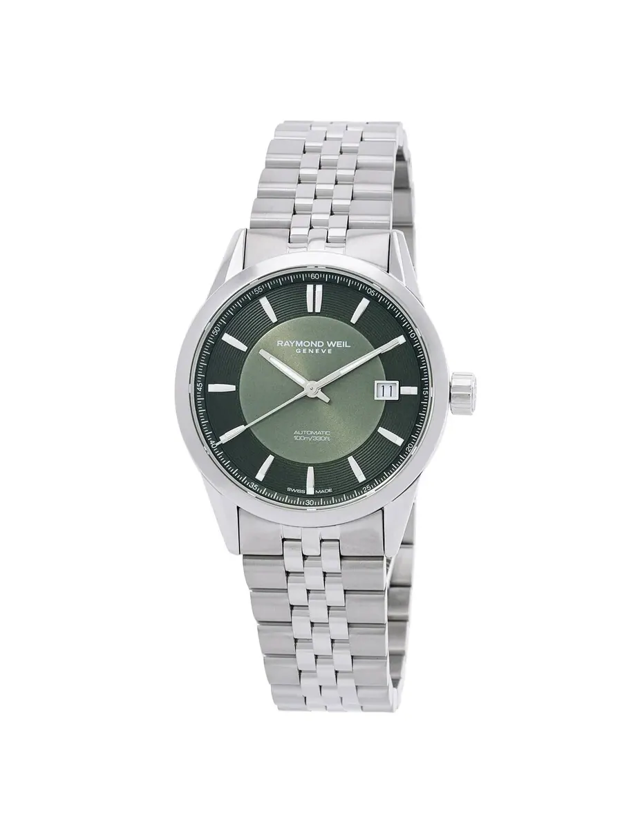 Мужские часы Raymond Weil Freelancer Automatic с зеленым циферблатом 2771-ST-52051 — серебристый
