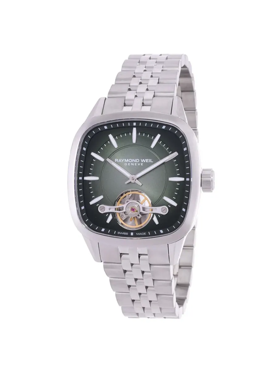 Мужские автоматические часы Raymond Weil Freelancer с зеленым циферблатом, модель 2790-ST-52051 — серебристый