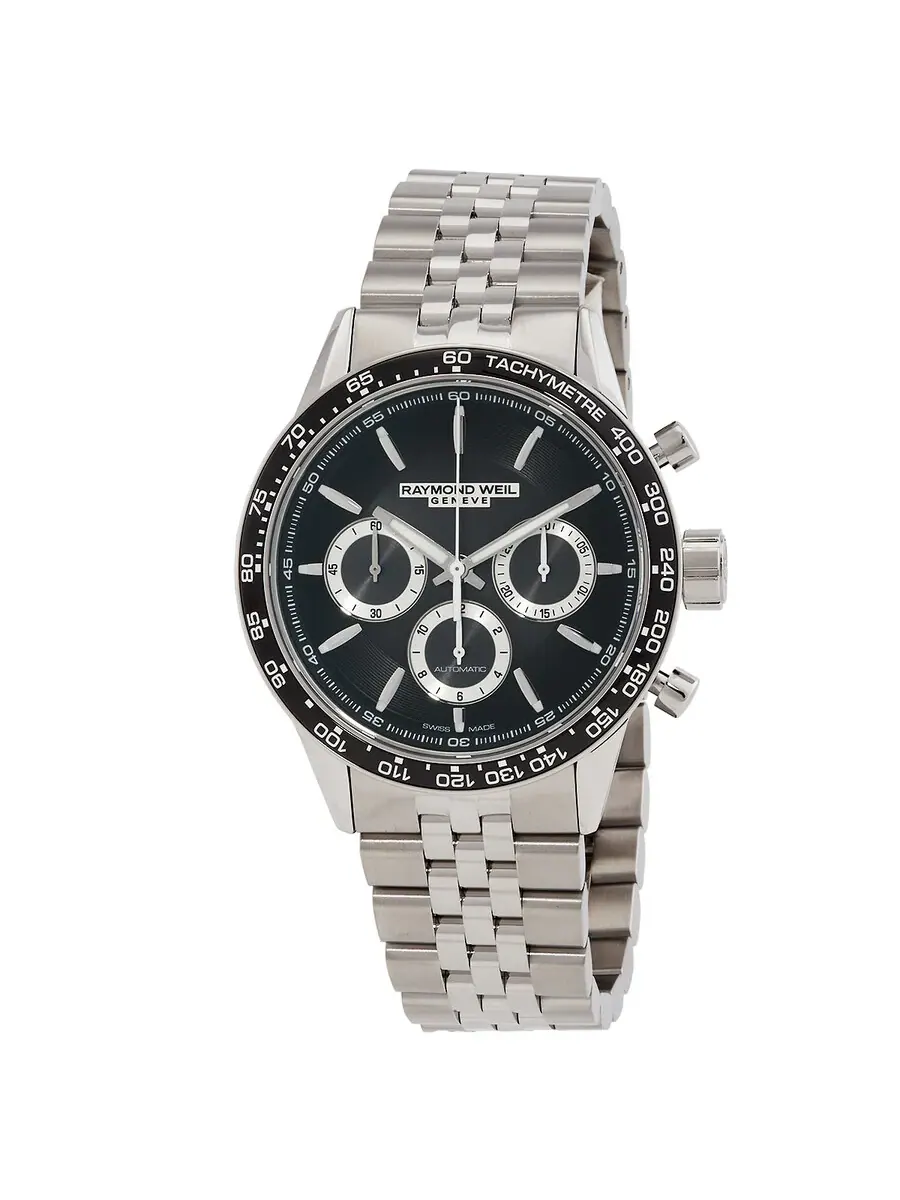 Мужские часы Raymond Weil Freelancer Chronograph Automatic с черным циферблатом 7741-ST1-20021 — черный