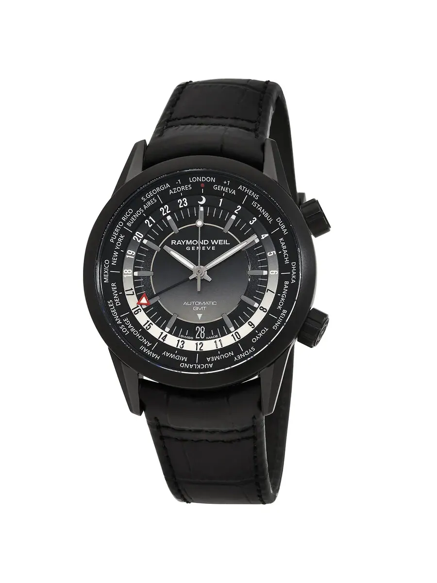 Мужские автоматические часы Raymond Weil Frelancer GMT с черным циферблатом, модель 2765-BKC-20001 — черный