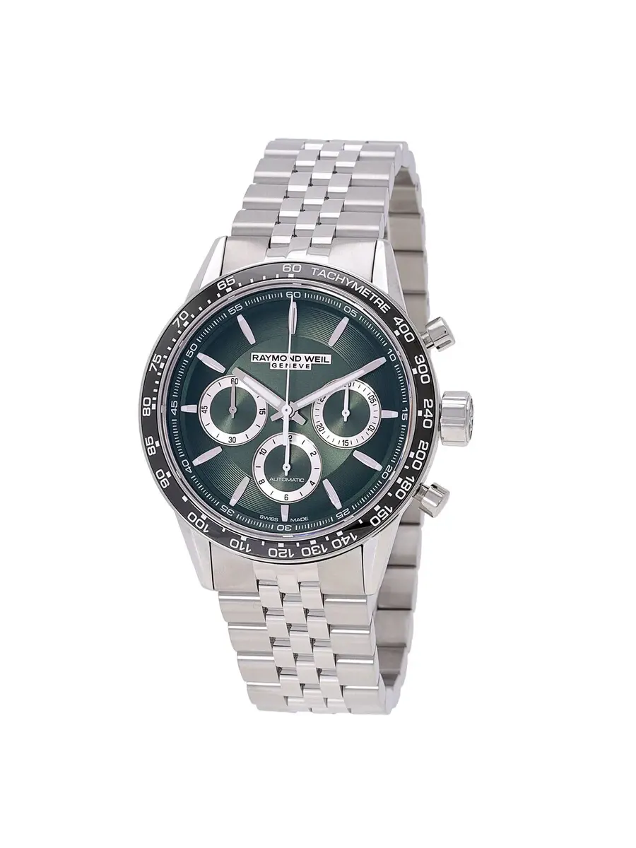 Мужские автоматические часы Raymond Weil Freelancer Chronograph с зеленым циферблатом, модель 7741-ST7-52021 — зеленый