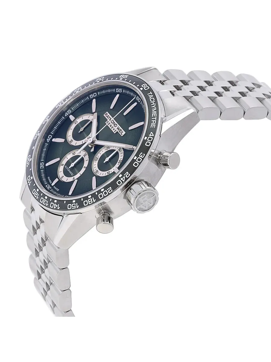 Мужские автоматические часы Raymond Weil Freelancer Chronograph с зеленым циферблатом, модель 7741-ST7-52021, оттенок зеленый