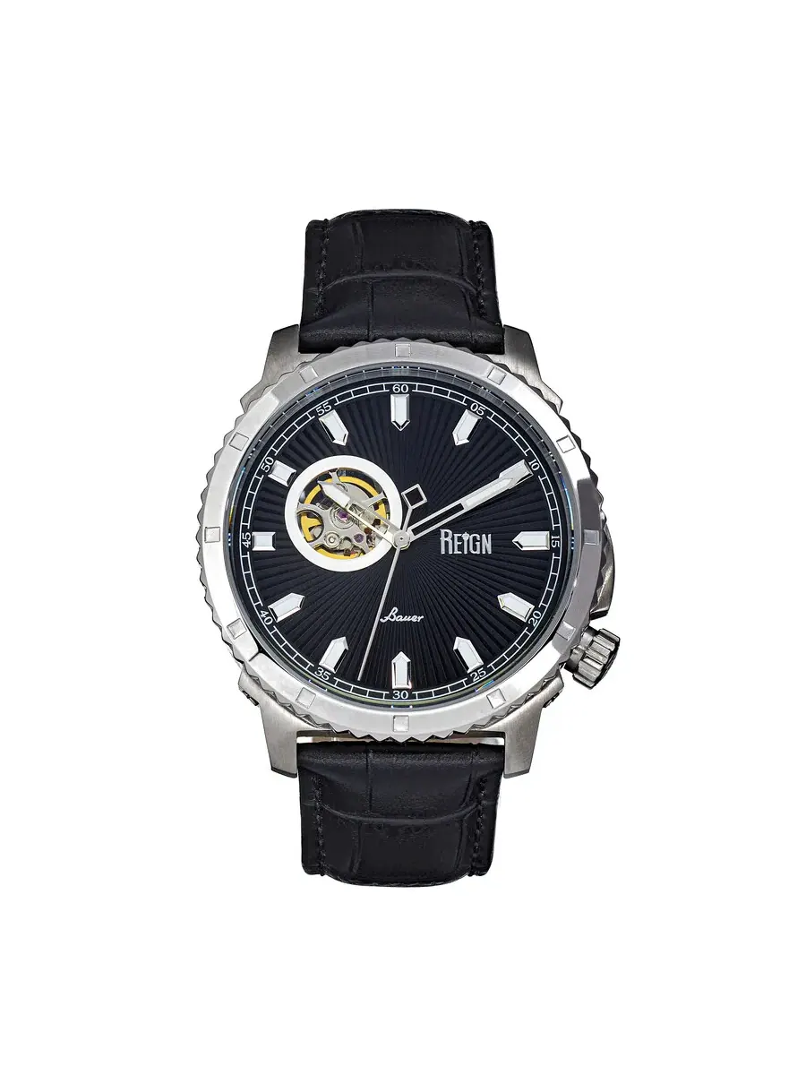 Мужские часы Reign Bauer Automatic с черным циферблатом REIRN6002