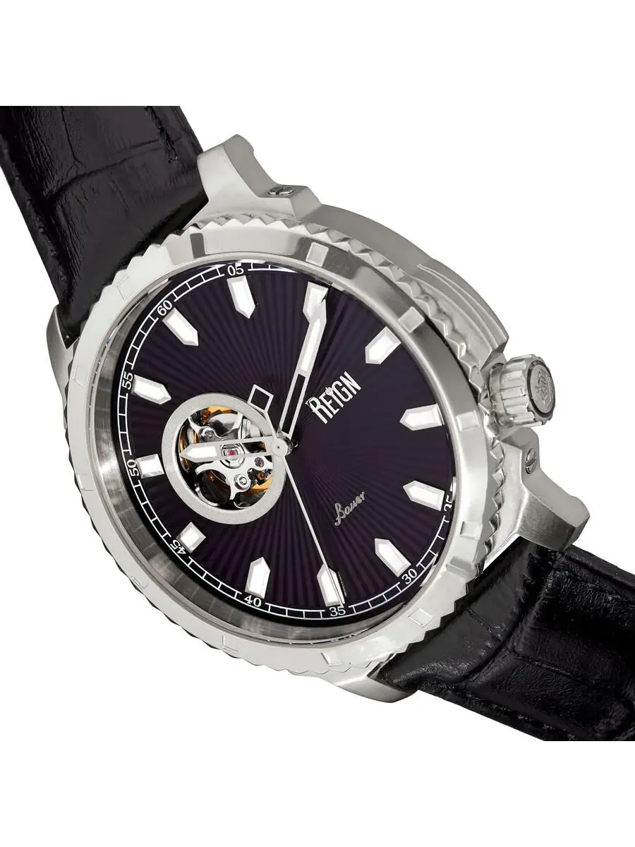 Мужские часы Reign Bauer Automatic с черным циферблатом REIRN6002 — изображение 3 из 3, оттенок серебряный