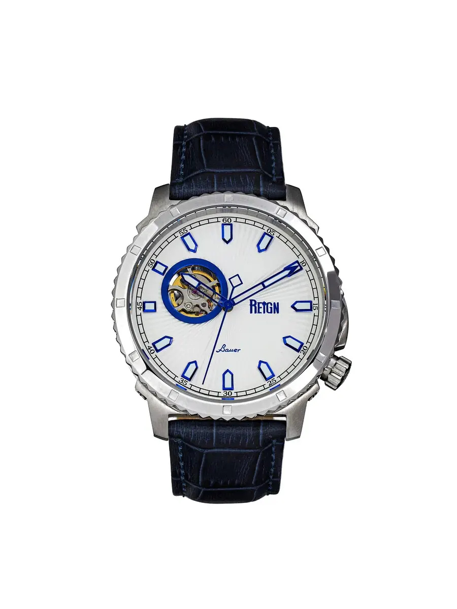 Мужские часы Reign Bauer Automatic с белым циферблатом REIRN6003 — серебристый
