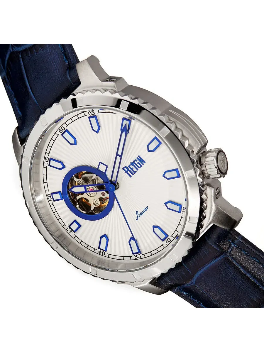 Мужские часы Reign Bauer Automatic с белым циферблатом REIRN6003 — изображение 3 из 3, оттенок серебряный