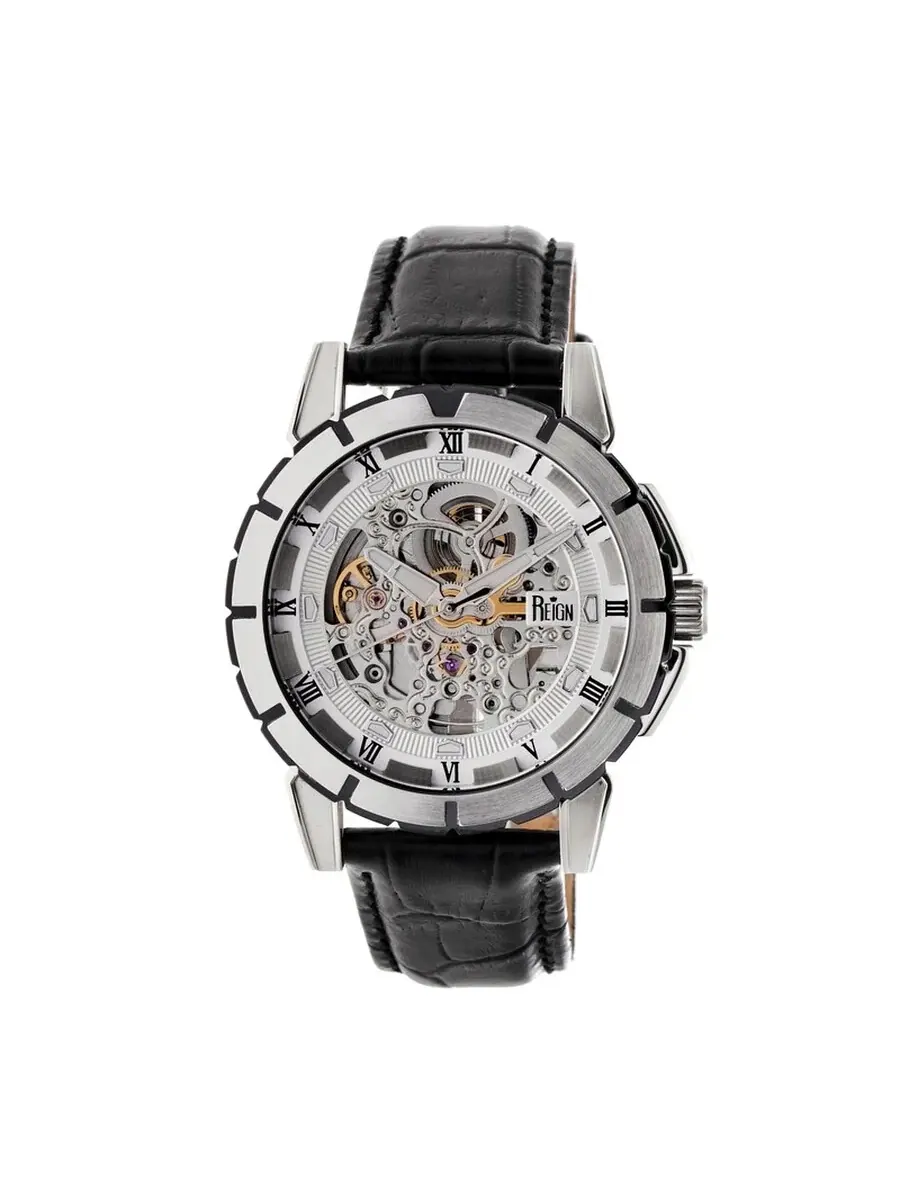 Мужские часы Reign Philippe Automatic с серебристым скелетонизированным циферблатом RN4603