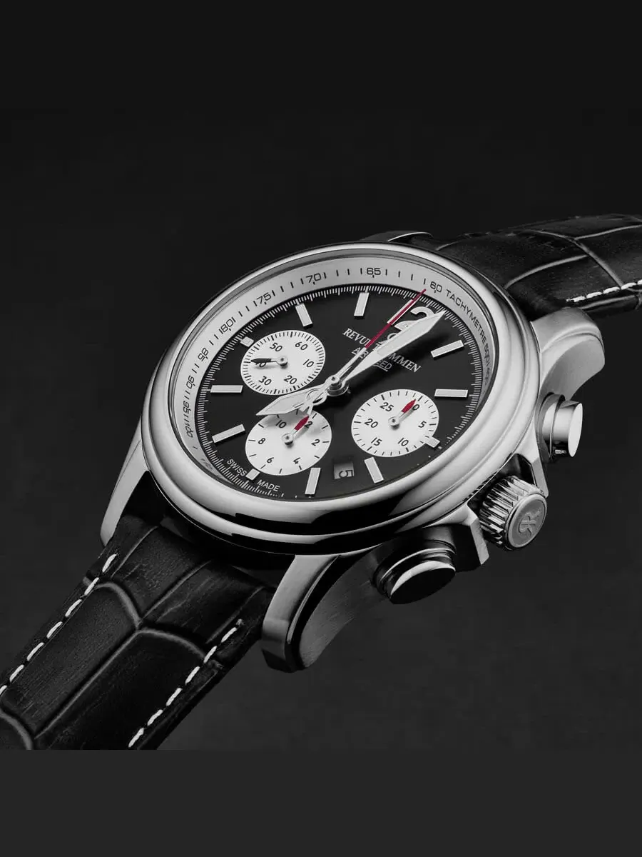 Мужские часы Revue Thommen Air Speed Chronograph Automatic с черным циферблатом, модель 16041.6337 — изображение 2 из 4
