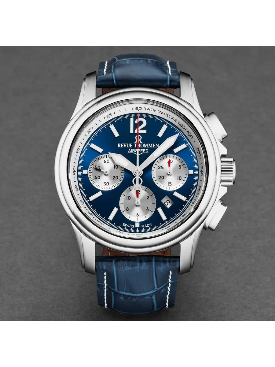 Мужские часы Revue Thommen Air Speed Chronograph Automatic с синим циферблатом 16041.6335 — изображение 4 из 4