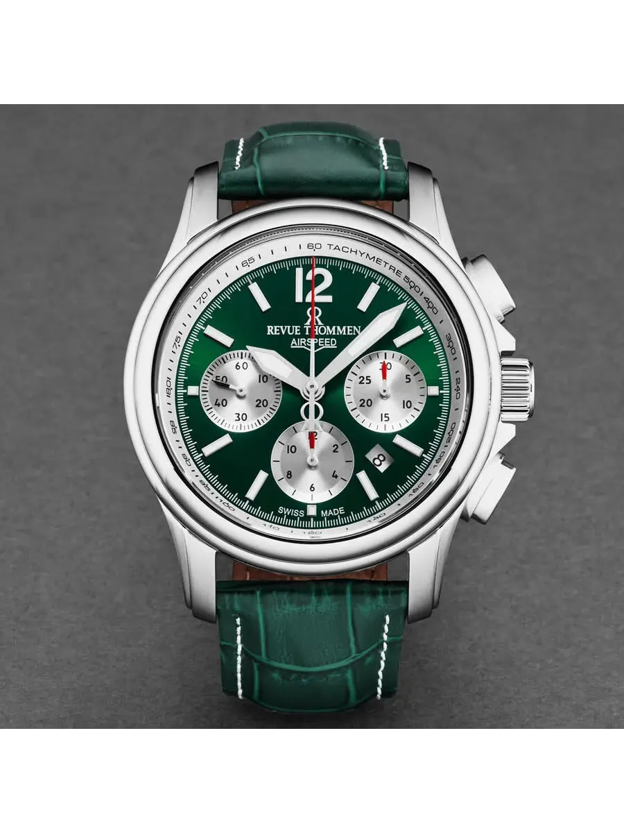 Мужские часы Revue Thommen Air Speed Chronograph Automatic с зеленым циферблатом 16041.6334 — изображение 4 из 4