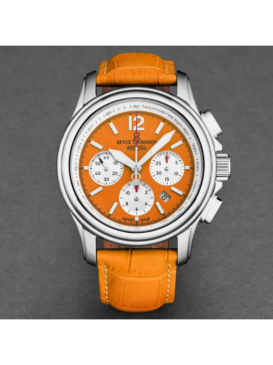 Мужские часы Revue Thommen Air Speed Chronograph Automatic с оранжевым циферблатом 16041.6339 — изображение 4 из 4