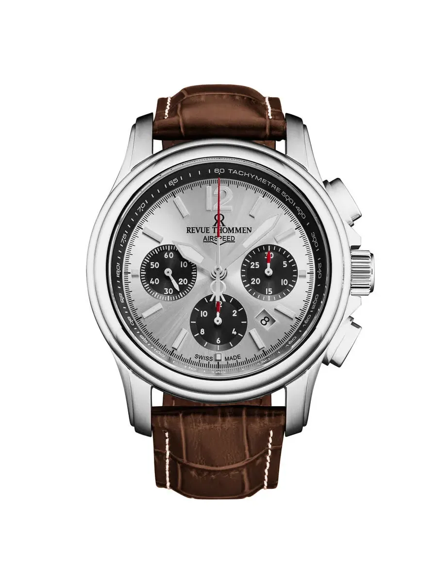 Мужские часы Revue Thommen Air Speed Chronograph Automatic с серебристым циферблатом 16041.6332