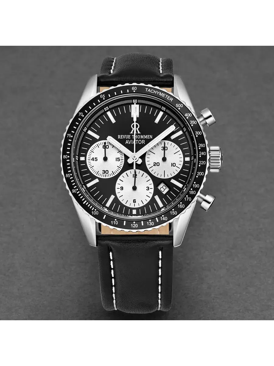 Мужские часы Revue Thommen Aviator Chronograph Automatic с черным циферблатом, модель 17000.6534 — изображение 4 из 6