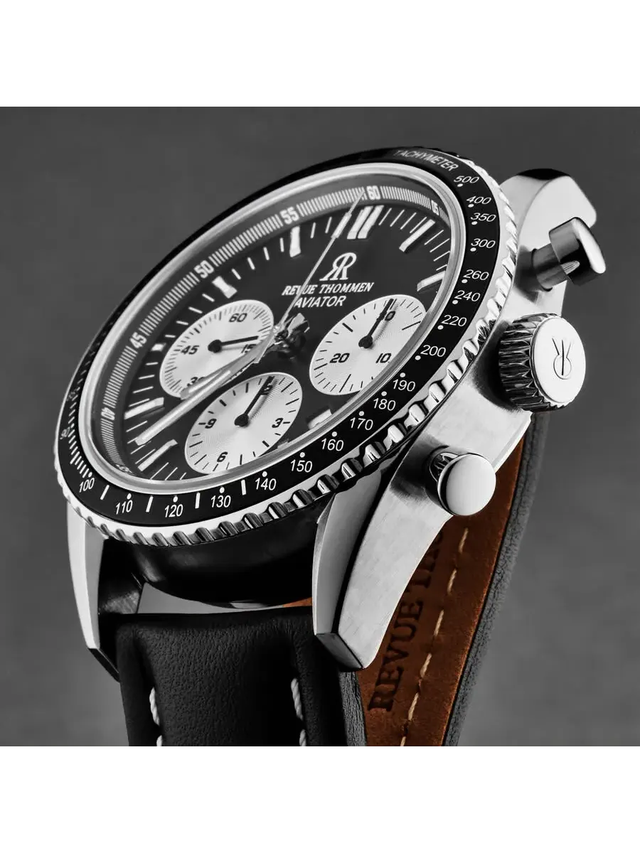 Мужские часы Revue Thommen Aviator Chronograph Automatic с черным циферблатом, модель 17000.6534 — изображение 5 из 6