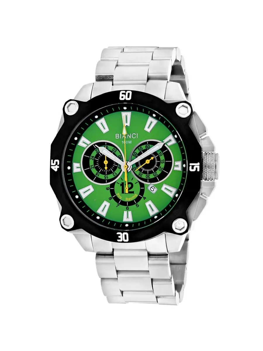Мужские часы Roberto Bianci Enzo Chronograph Quartz с зеленым циферблатом RB71012 — черный