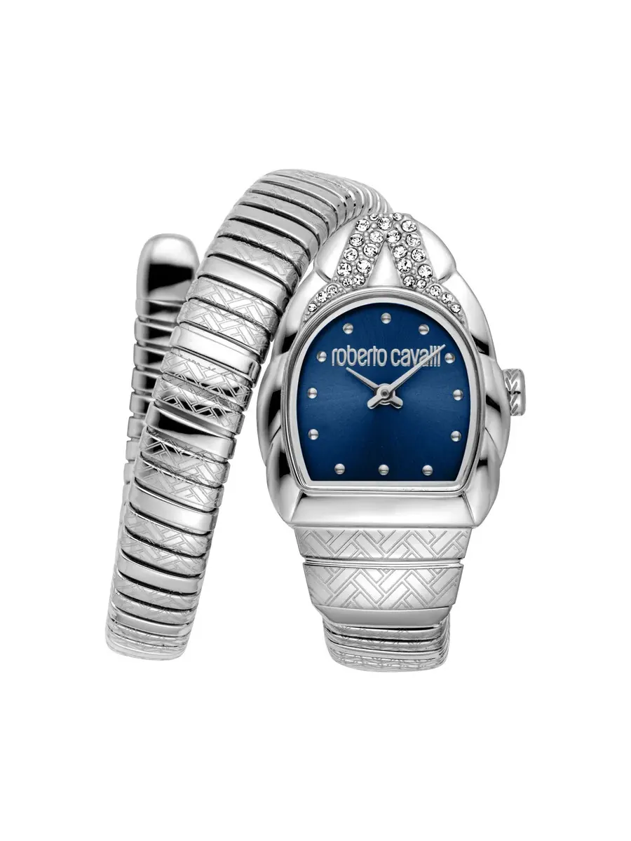 Женские часы Roberto Cavalli с синим циферблатом Aurora RC5L133M0025 — серебристый