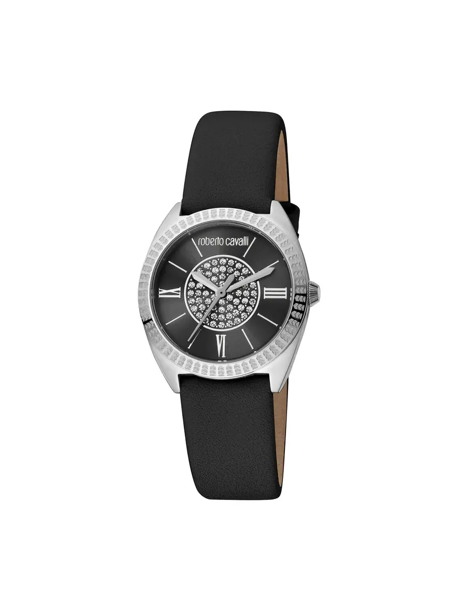 Женские кварцевые часы Roberto Cavalli с черным циферблатом, модель RC5L022L0015