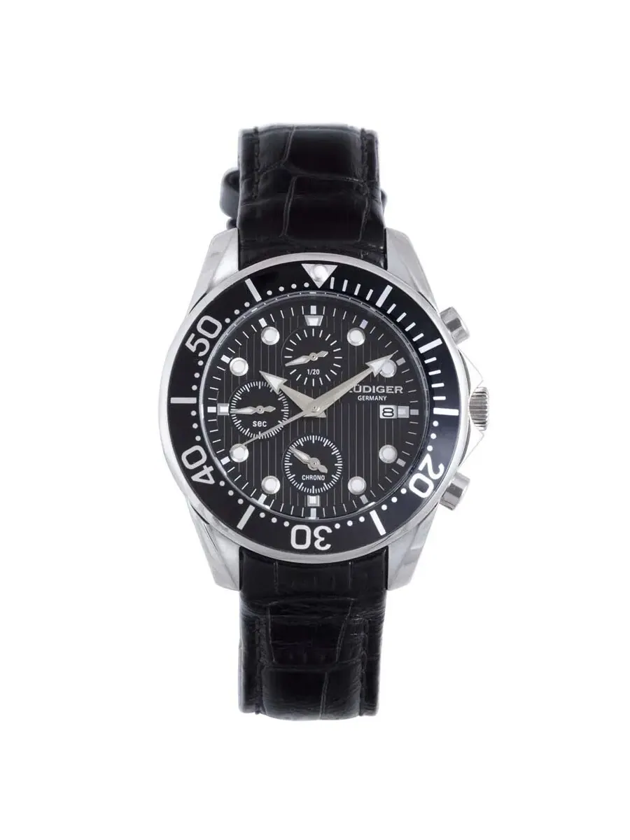 Мужские часы Rudiger Chemnitz Chronograph с черным циферблатом R2001-04-007L