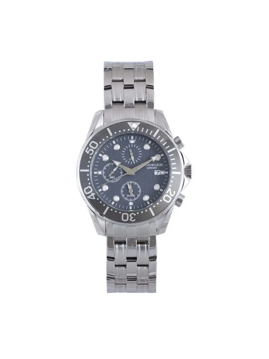 Мужские часы Rudiger Chemnitz Chronograph с синим циферблатом R2001-04-011 — серебристый