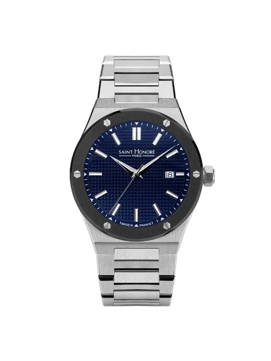 Мужские часы Saint Honore Paris Haussmann II с кварцевым механизмом, синим циферблатом H SH NH866125 17DFIN — черный