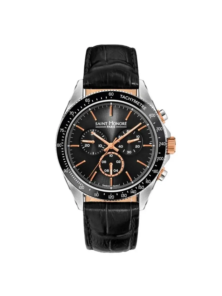 Мужские часы Saint Honore Paris Le Bourget Chronograph Quartz с черным циферблатом LB896001 67NIR