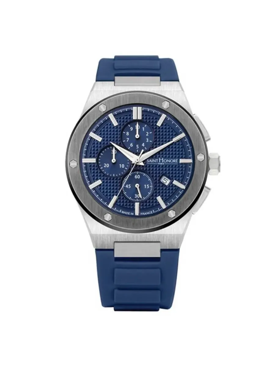 Мужские часы Saint Honore Paris New Haussmann Chronograph Quartz с синим циферблатом H SH NH857225 17DFIN — серый