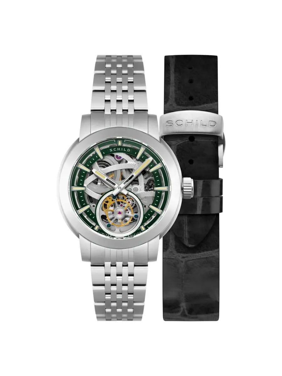 Мужские часы Schild Heinrich Green Dial SC-1006-EE — серебристый