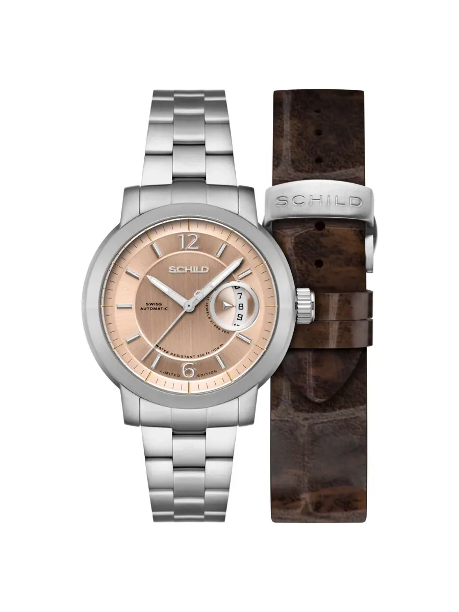 Мужские часы Schild Heinrich Minimal Automatic Champagne с циферблатом SC-1015-33 — серебристый