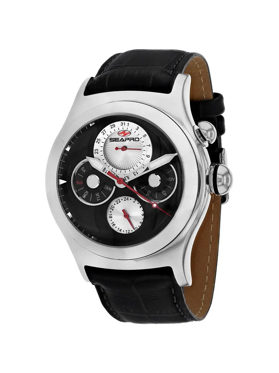 Мужские часы Seapro Chronoscope Chronograph с кварцевым механизмом, черным циферблатом SP0131 — серебристый