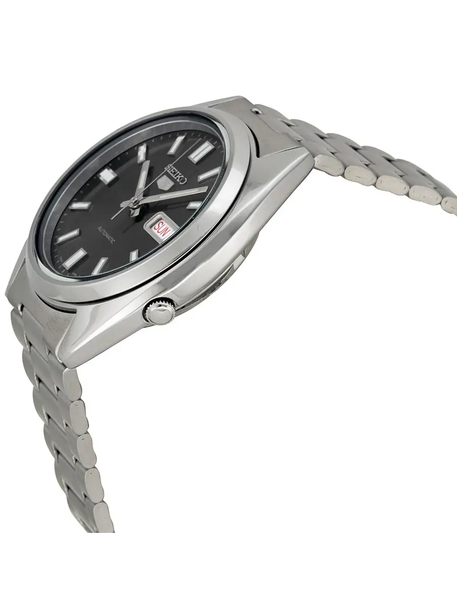 Мужские часы Seiko 5 с автоматическим механизмом, черным циферблатом и корпусом из нержавеющей стали SNXS79K1