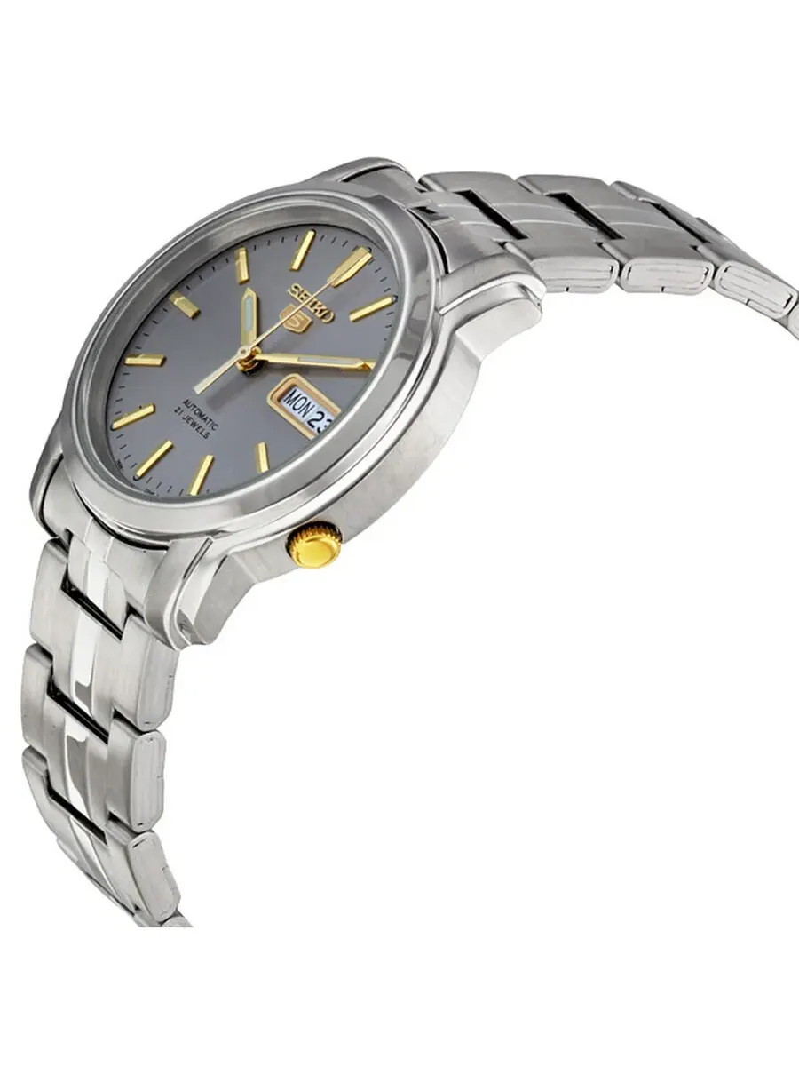 Мужские часы Seiko 5 Automatic с серым циферблатом и корпусом из нержавеющей стали, модель SNKK67 — изображение 2 из 4