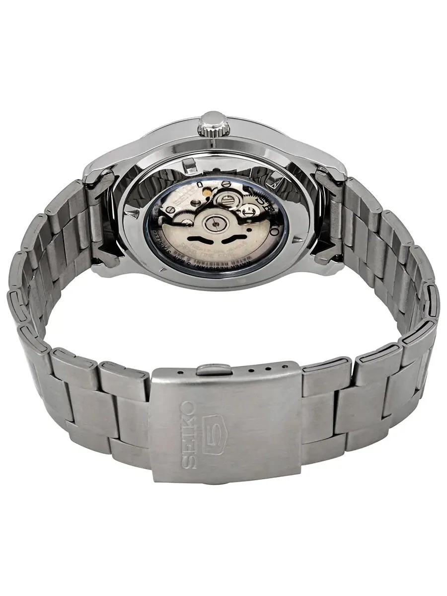 Мужские часы Seiko 5 с автоматическим механизмом, белым циферблатом и корпусом из нержавеющей стали SNKP15K1S