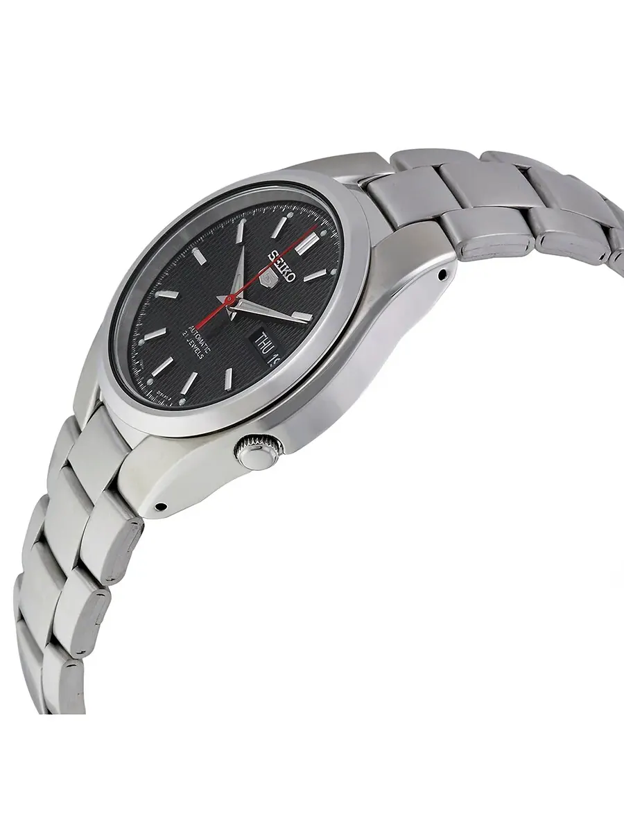 Мужские часы Seiko серии 5 с автоматическим механизмом и черным циферблатом SNK607 — изображение 2 из 4, оттенок серебряный