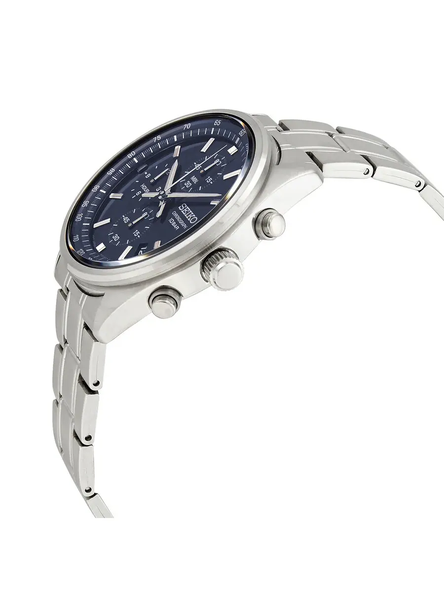 Мужские часы Seiko Chronograph Quartz с синим циферблатом SSB377 — изображение 2 из 3, оттенок серебряный