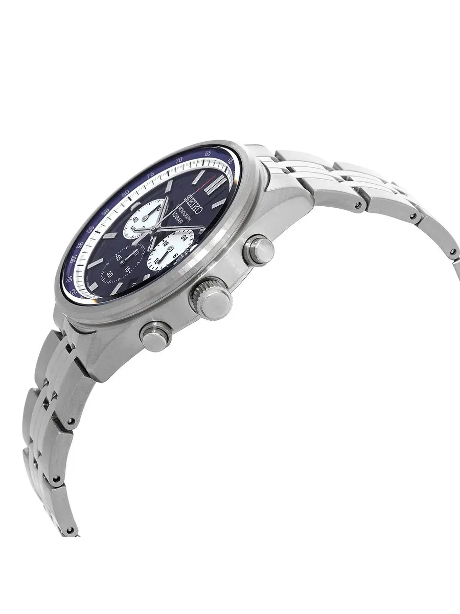 Мужские часы Seiko Chronograph Quartz с синим циферблатом SSB427P1 — изображение 2 из 4, оттенок серебряный