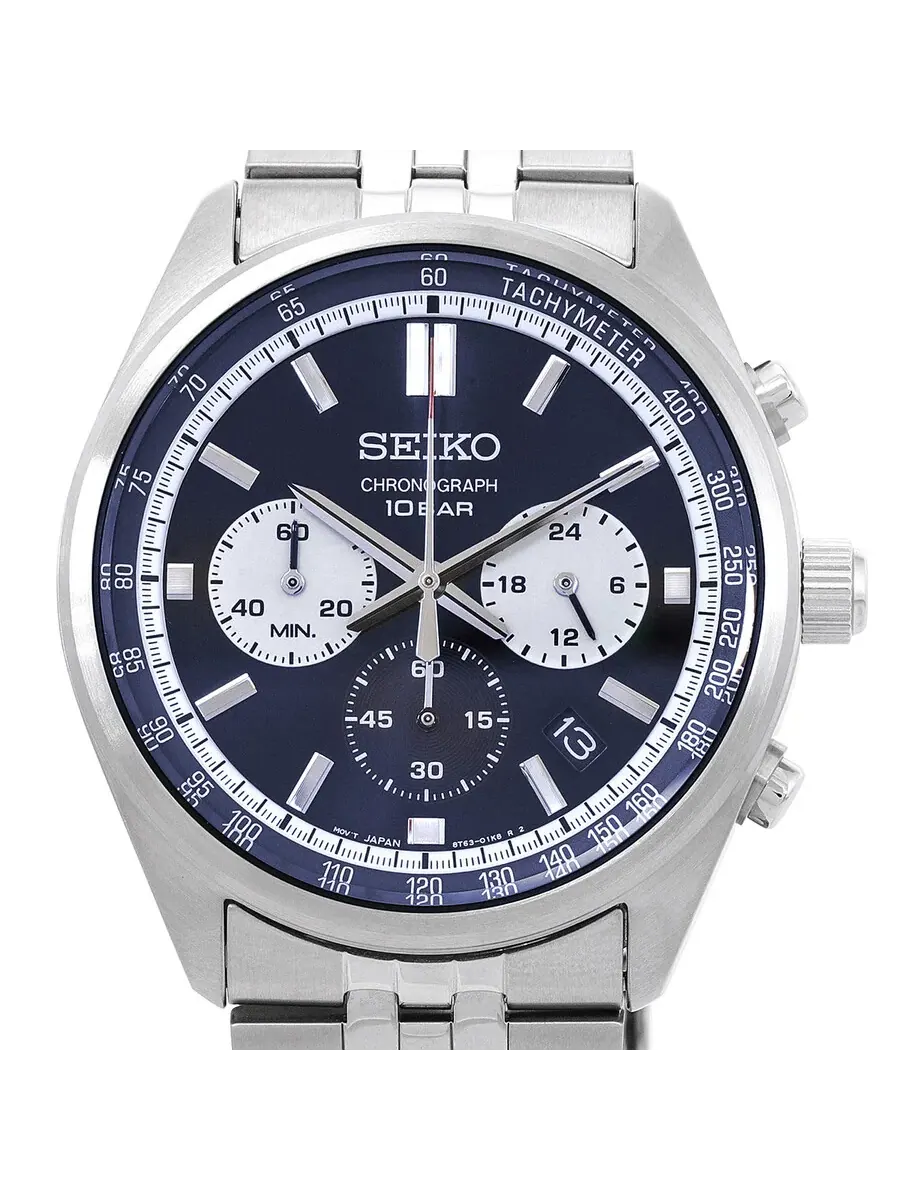 Мужские часы Seiko Chronograph Quartz с синим циферблатом SSB427P1 — изображение 4 из 4, оттенок серебряный