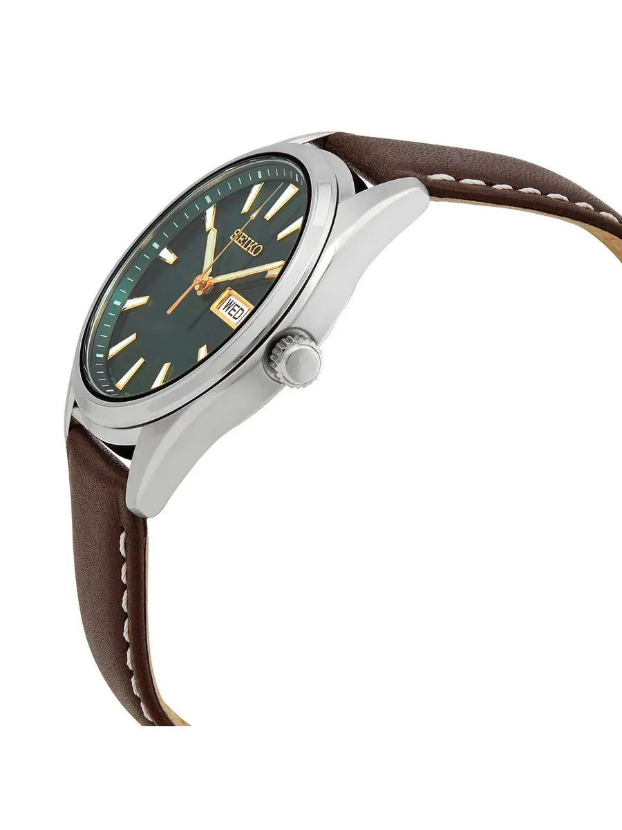 Мужские часы Seiko Neo Classic с кварцевым механизмом и зеленым циферблатом SUR449P1 — изображение 2 из 3, оттенок серебряный