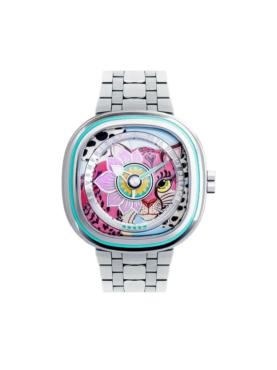 Женские часы Sevenfriday C Series с кварцевым механизмом и розовым циферблатом C1/01 'PDP' — серебристый
