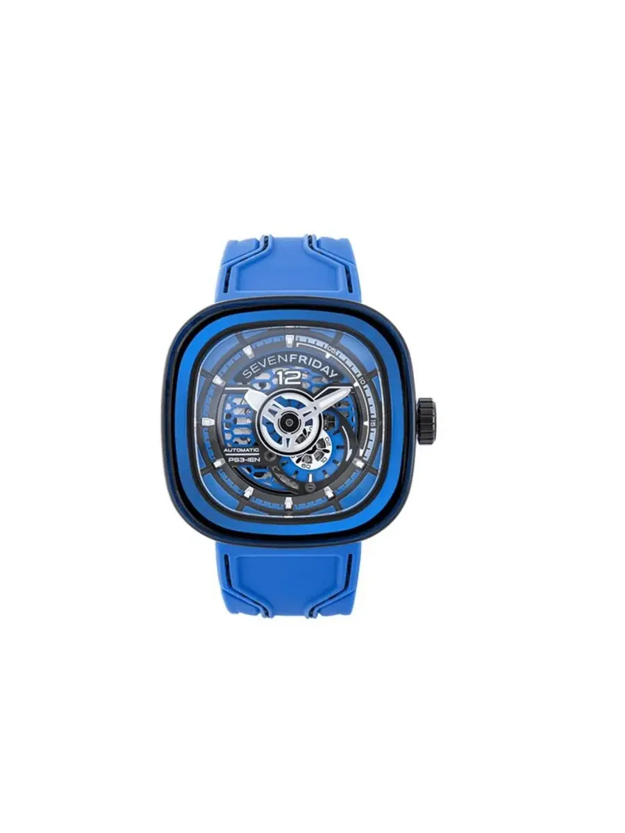 Мужские часы Sevenfriday PS-Colored Carbon Automatic с дневно-ночным синим циферблатом PS3/04