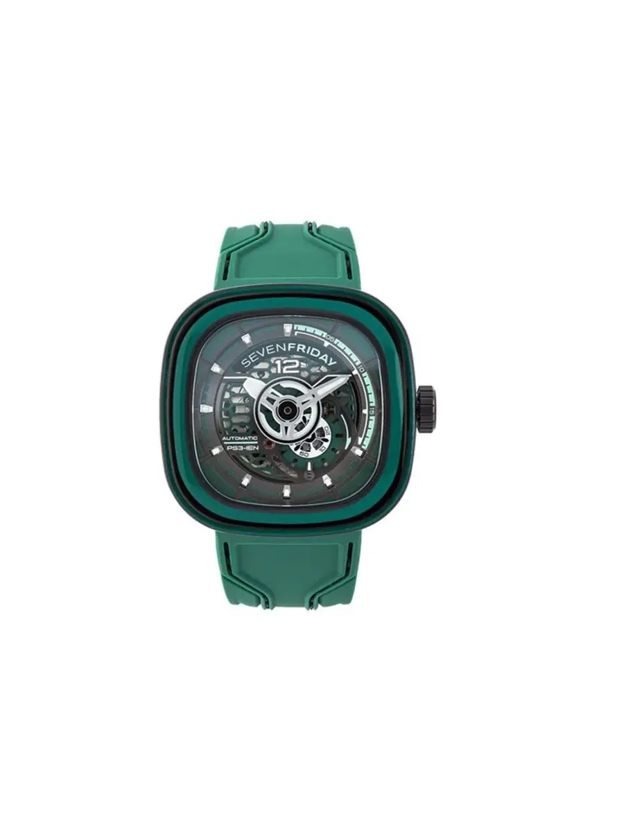 Мужские часы Sevenfriday PS-Colored Carbon Automatic с зеленым циферблатом день-ночь PS3/05