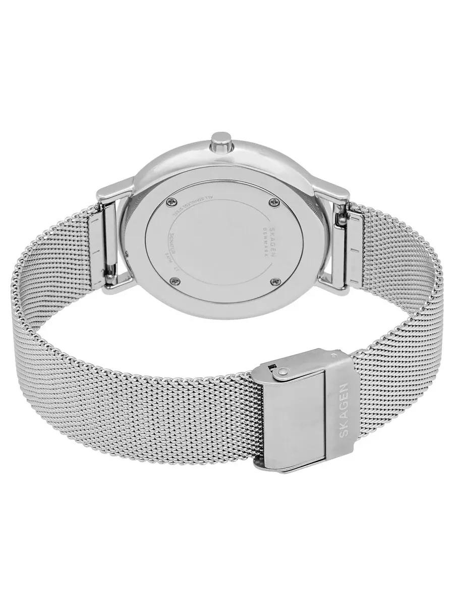 Женские часы Skagen Signatur с кварцевым механизмом, белым циферблатом и стальным ремешком из сетки SKW2785