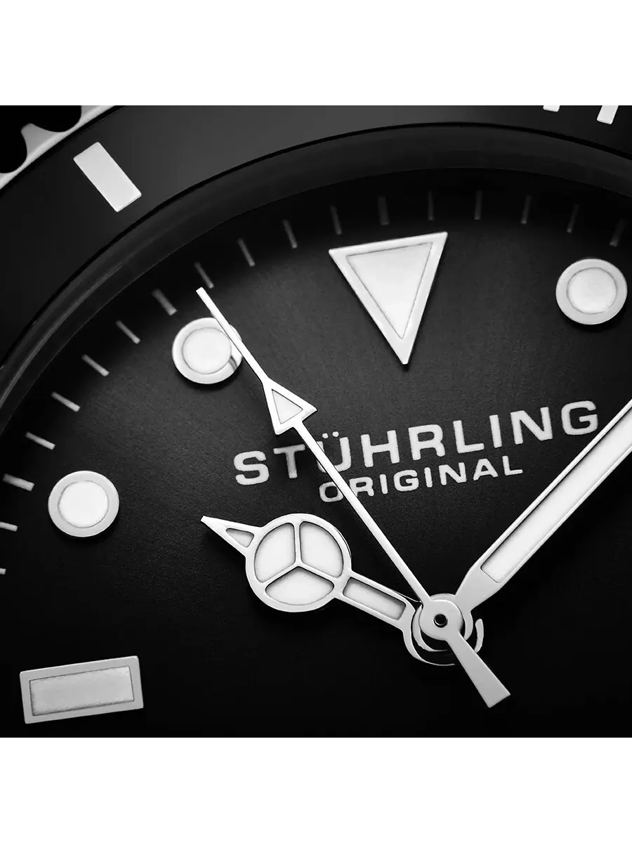 Мужские часы Stuhrling Original Aquadiver Automatic с черным циферблатом M13543 — изображение 6 из 7, оттенок черный