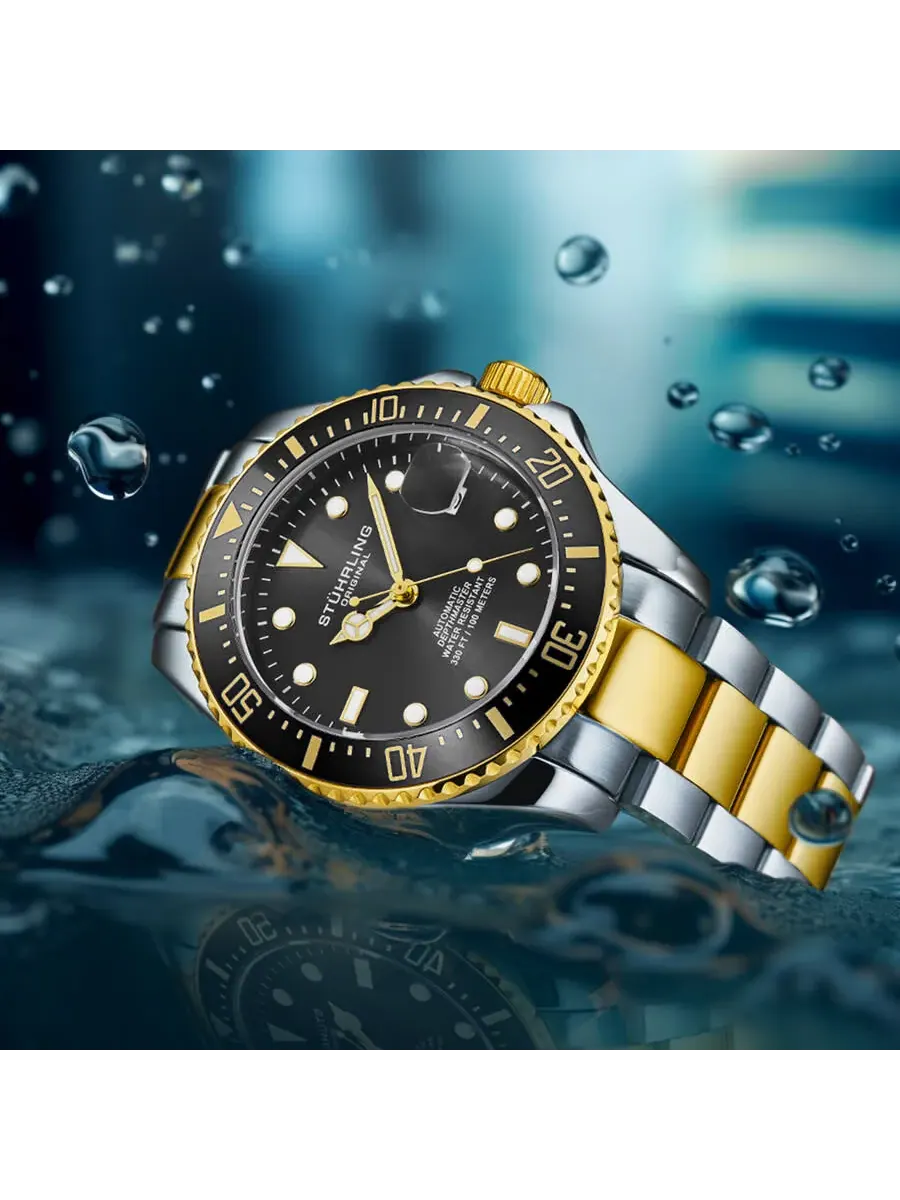 Мужские часы Stuhrling Original Aquadiver Automatic с черным циферблатом M18255 — изображение 5 из 6, оттенок черный