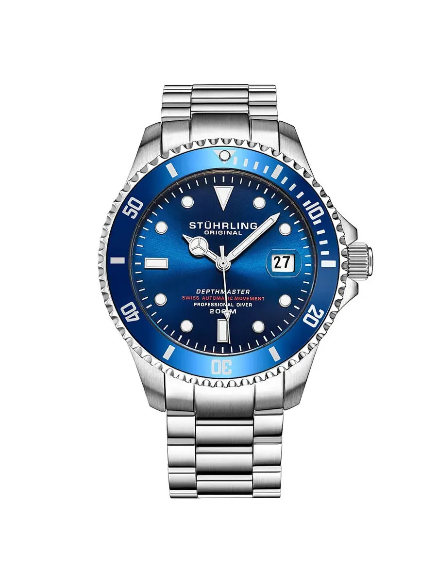 Мужские часы Stuhrling Original Aquadiver Automatic с синим циферблатом M13535 — синий