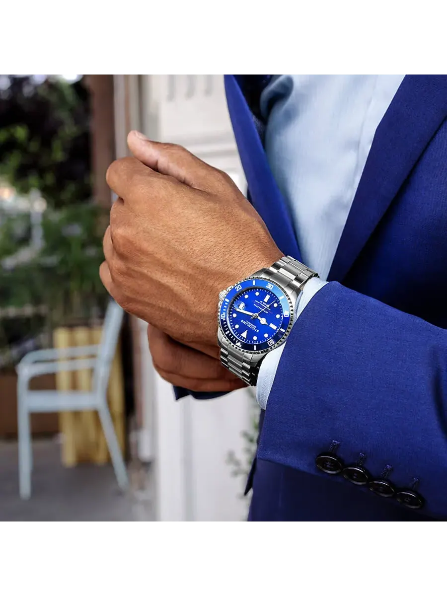 Мужские часы Stuhrling Original Aquadiver Automatic с синим циферблатом M13535 — изображение 2 из 7, оттенок синий
